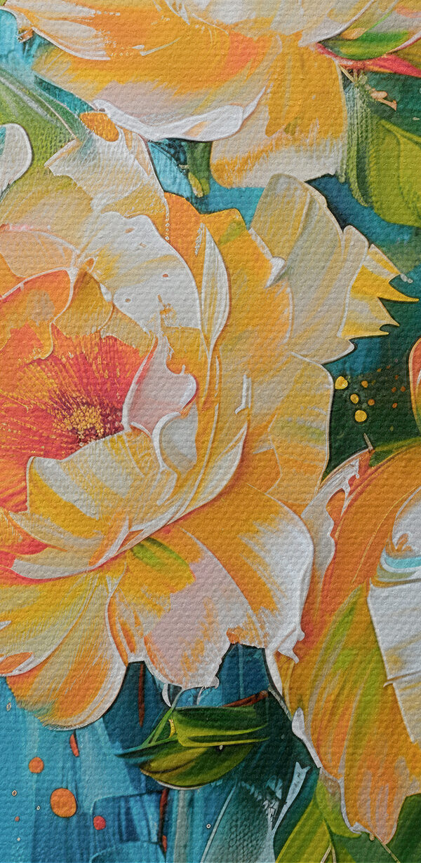 Painting of flowers on a white surface Painting of flowers on a white surface