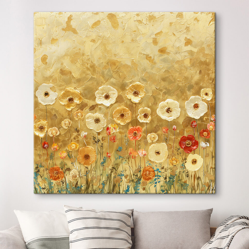 Painting of flowers on a wall Painting of flowers on a wall
