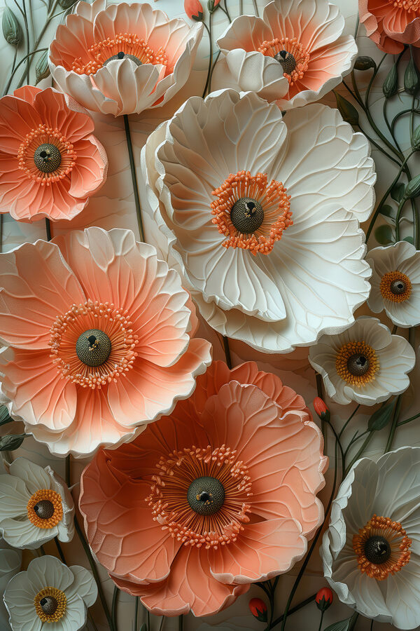 Group of white and orange flowers Group of white and orange flowers