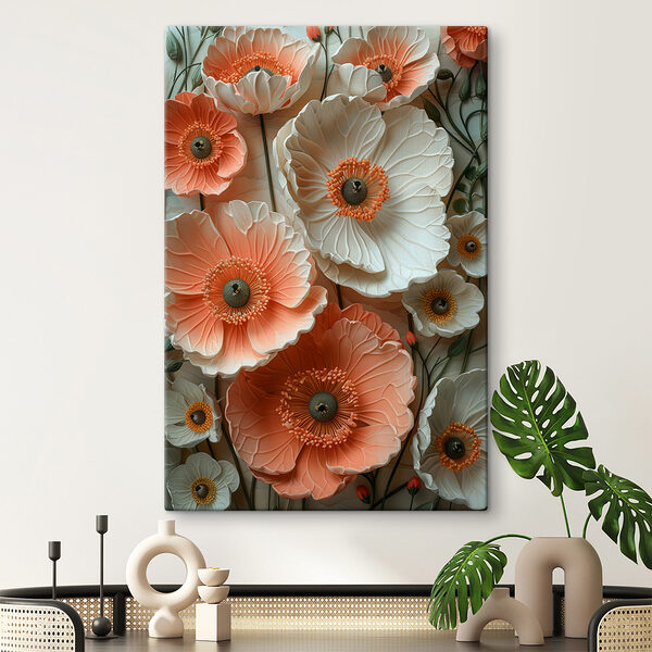 Group of white and orange flowers Group of white and orange flowers