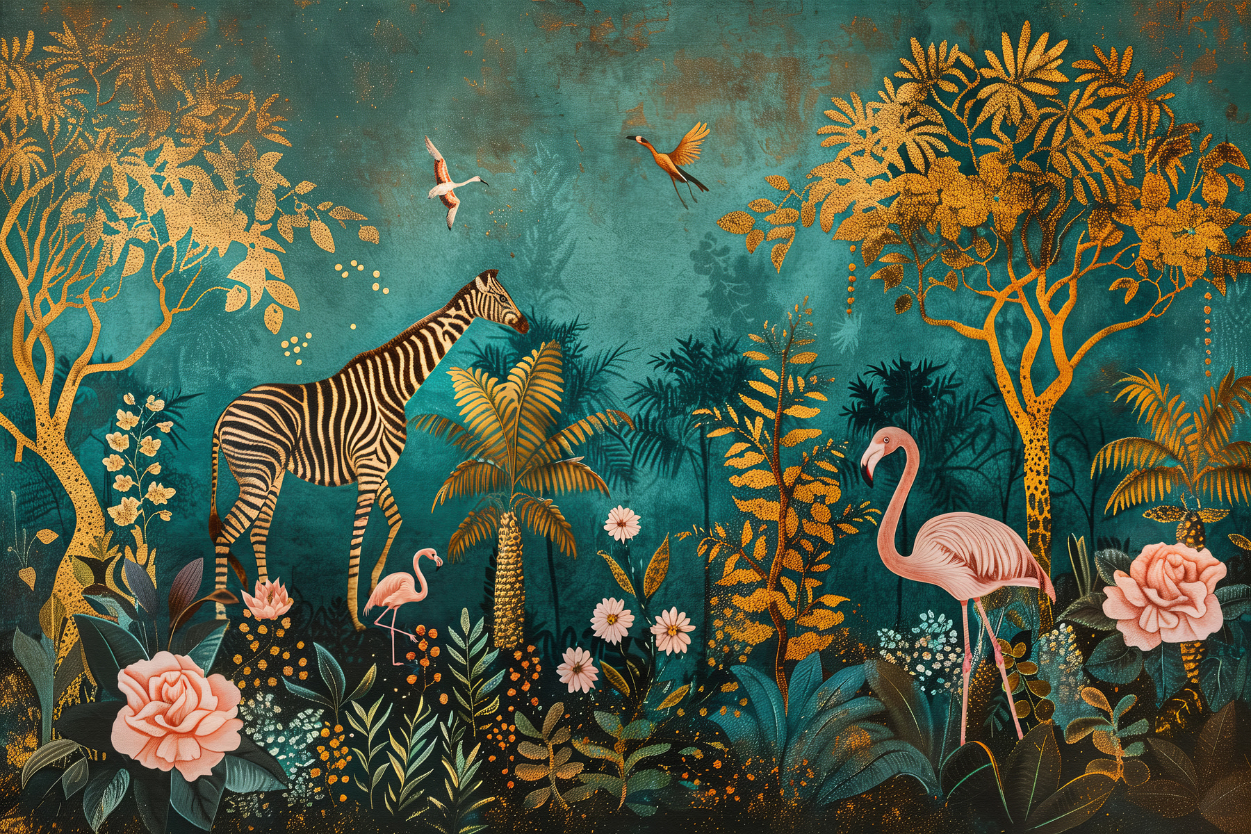 Painting of animals in a jungle Painting of animals in a jungle