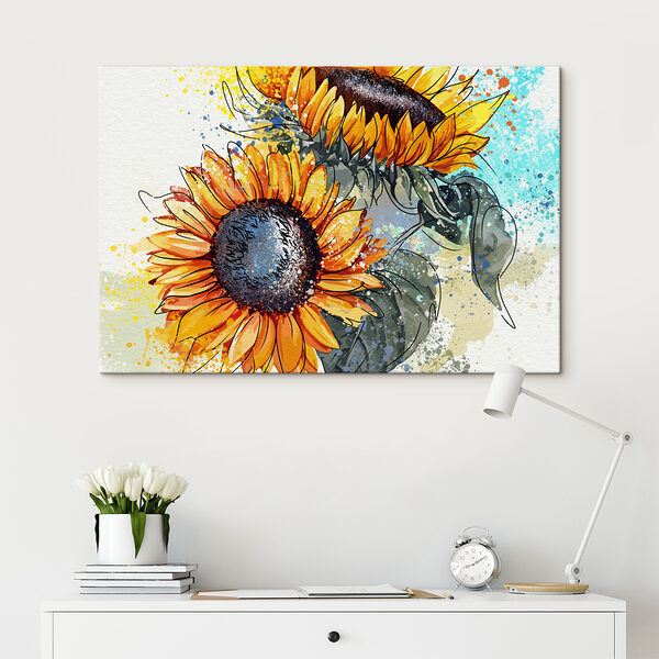 Cuadros Cuadro de girasoles con salpicaduras de pintura (SKU: s39585) Cuadros Cuadros Cuadro de girasoles con salpicaduras de pintura (SKU: s39585)