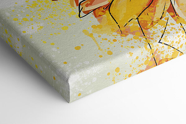 Painting of sunflowers with paint splatters