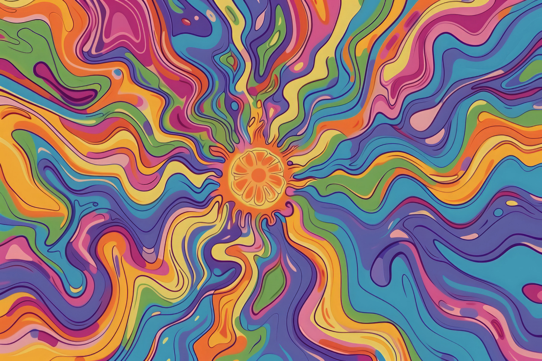 Colorful swirly pattern with a sun Colorful swirly pattern with a sun