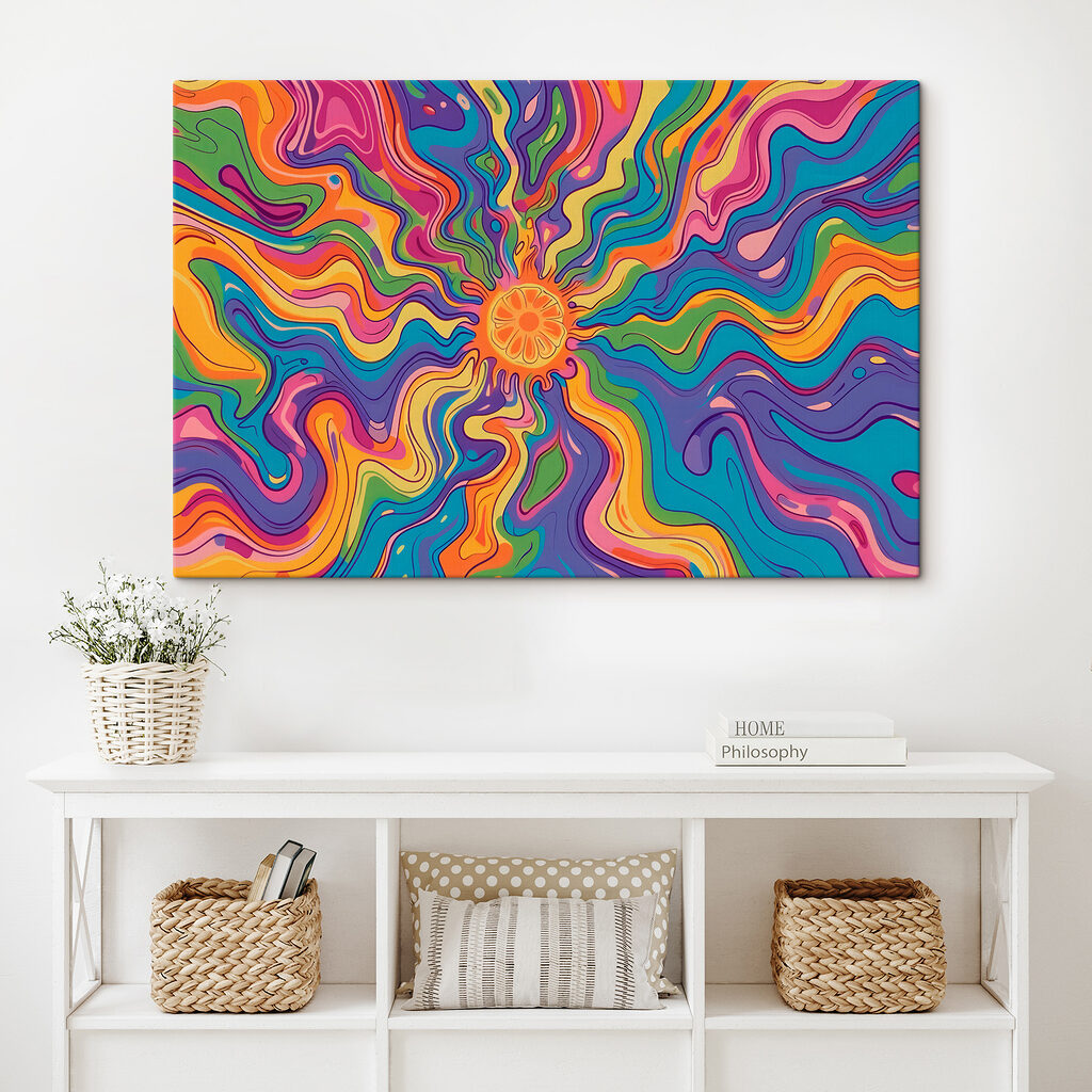 Colorful swirly pattern with a sun Colorful swirly pattern with a sun