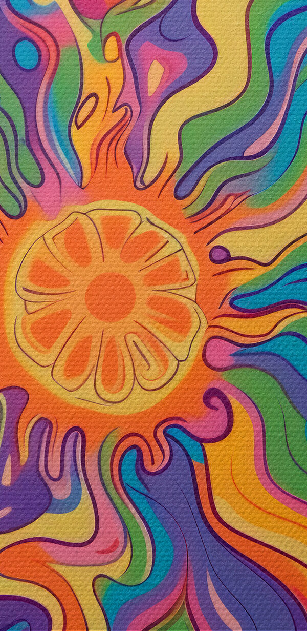Colorful swirly pattern with a sun Colorful swirly pattern with a sun