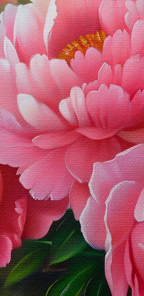 Painting of pink flowers in a vase Painting of pink flowers in a vase