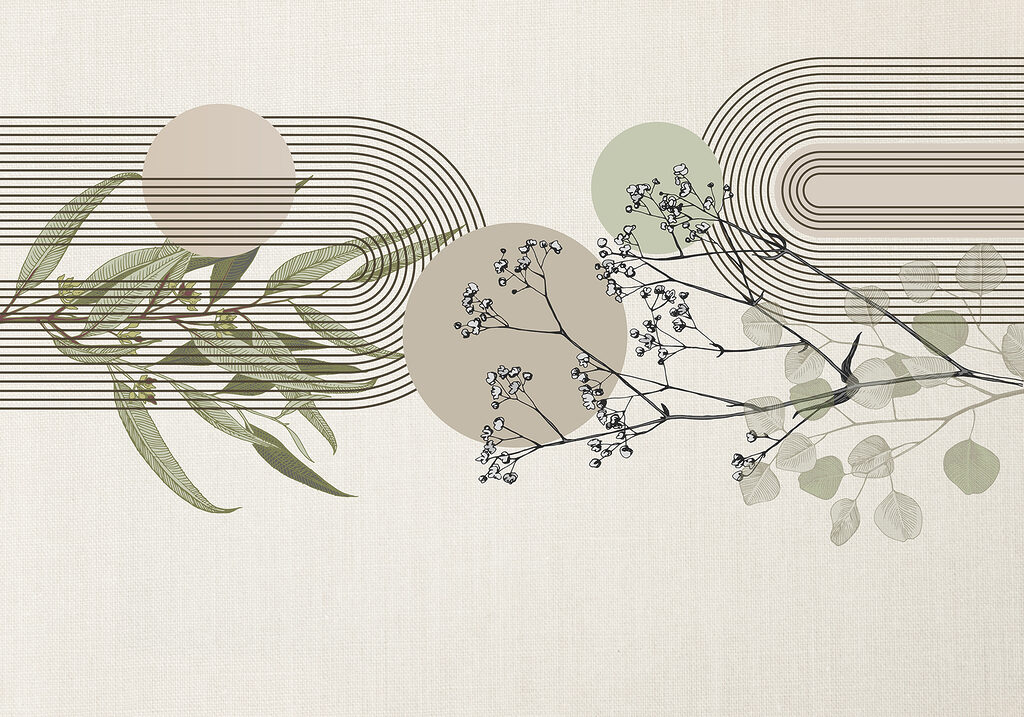 Diseño botánico con elementos abstractos Diseño botánico con elementos abstractos