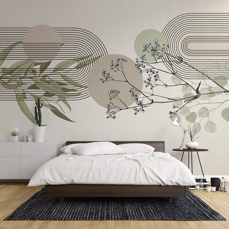 Diseño botánico con elementos abstractos