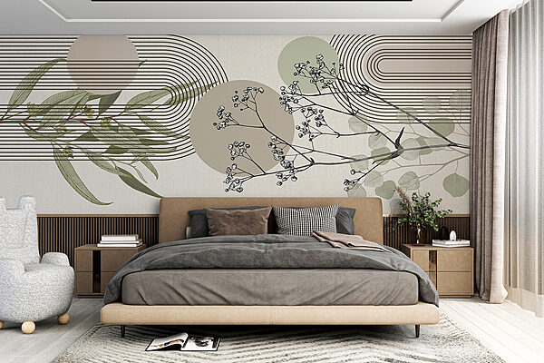 Diseño botánico con elementos abstractos Diseño botánico con elementos abstractos
