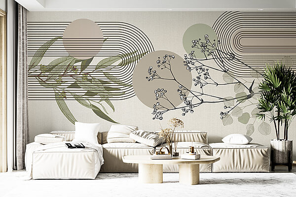 Diseño botánico con elementos abstractos Diseño botánico con elementos abstractos