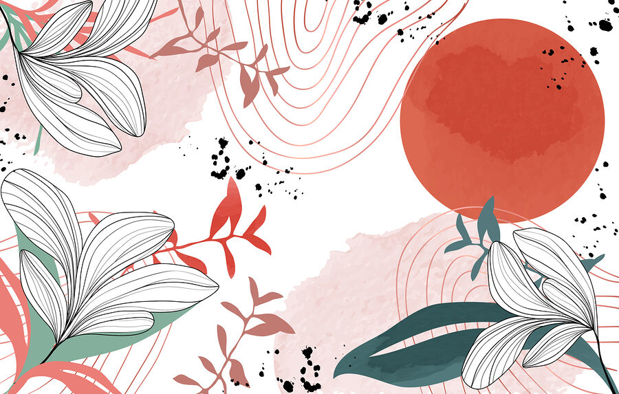Diseño floral en blanco y rojo