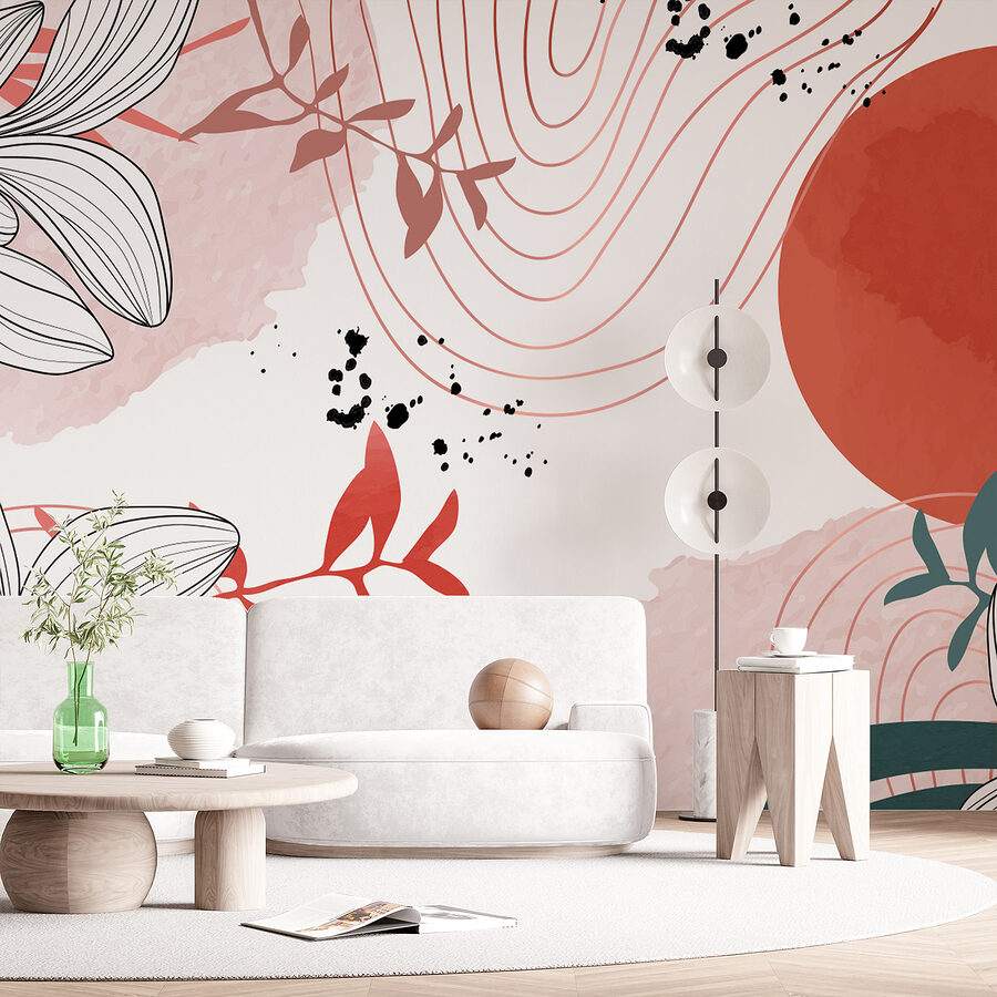 Diseño floral en blanco y rojo
