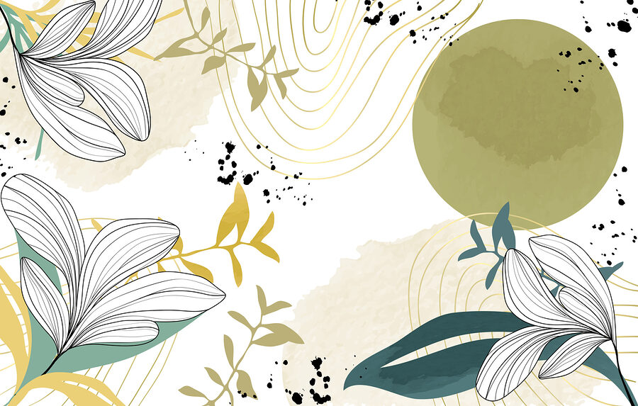 Diseño floral en blanco y verde