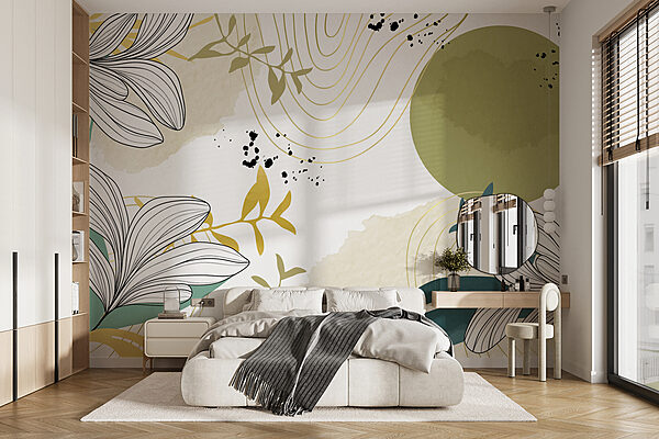 Diseño floral en blanco y verde Diseño floral en blanco y verde