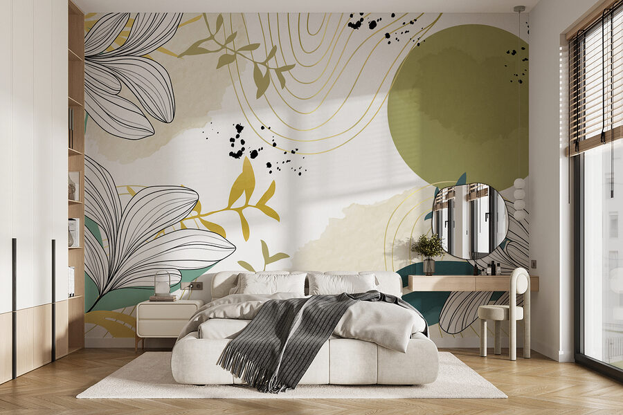 Diseño floral en blanco y verde