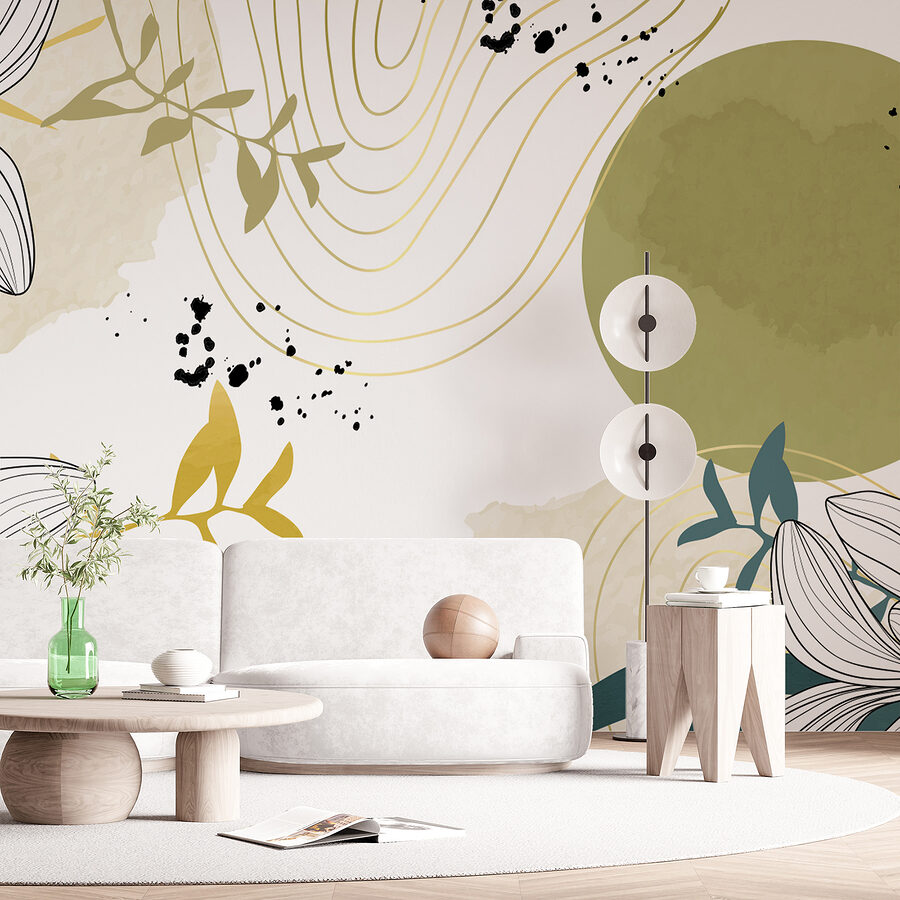 Diseño floral en blanco y verde