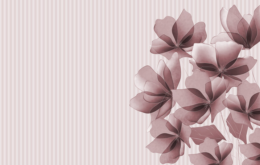Grupo de flores sobre fondo rayado
