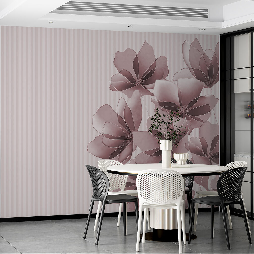 Group of flowers on a striped background