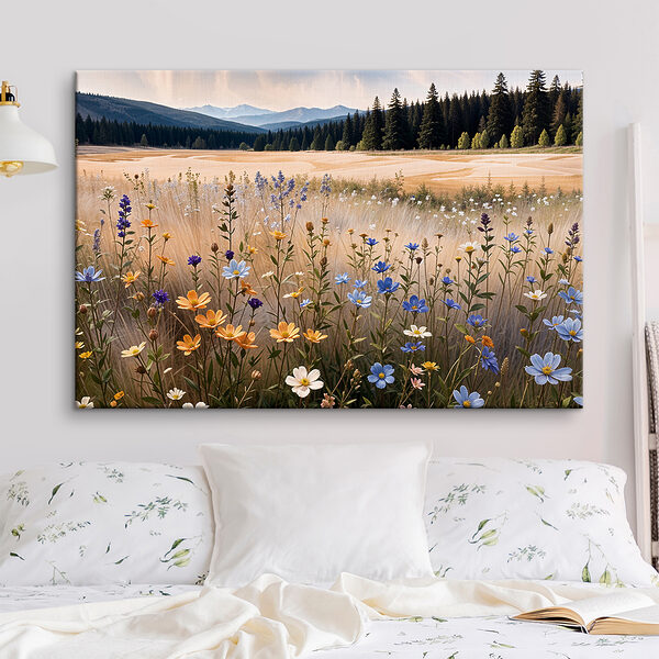 Cuadros Campo de flores con árboles al fondo (SKU: s39502) Cuadros Cuadros Campo de flores con árboles al fondo (SKU: s39502)