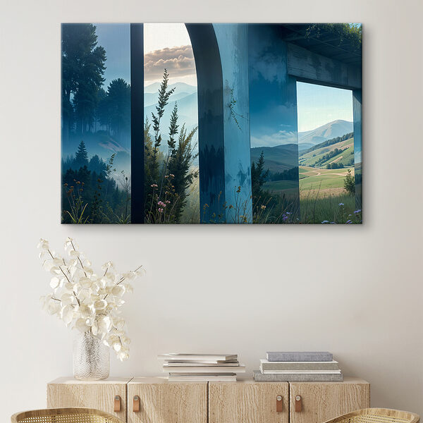 Vista de un paisaje a través de una ventana Cuadros Vista de un paisaje a través de una ventana