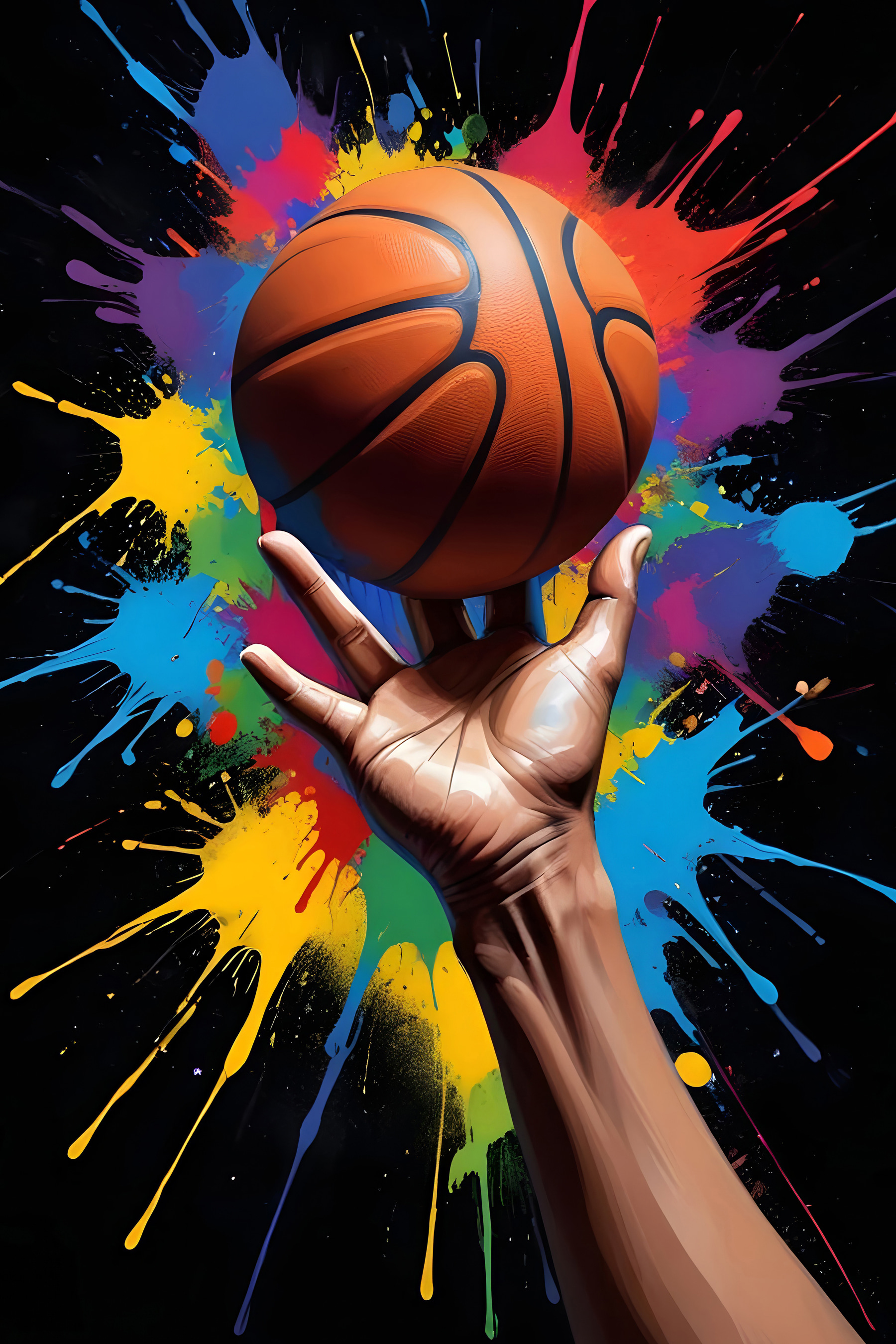 Hand holding a basketball