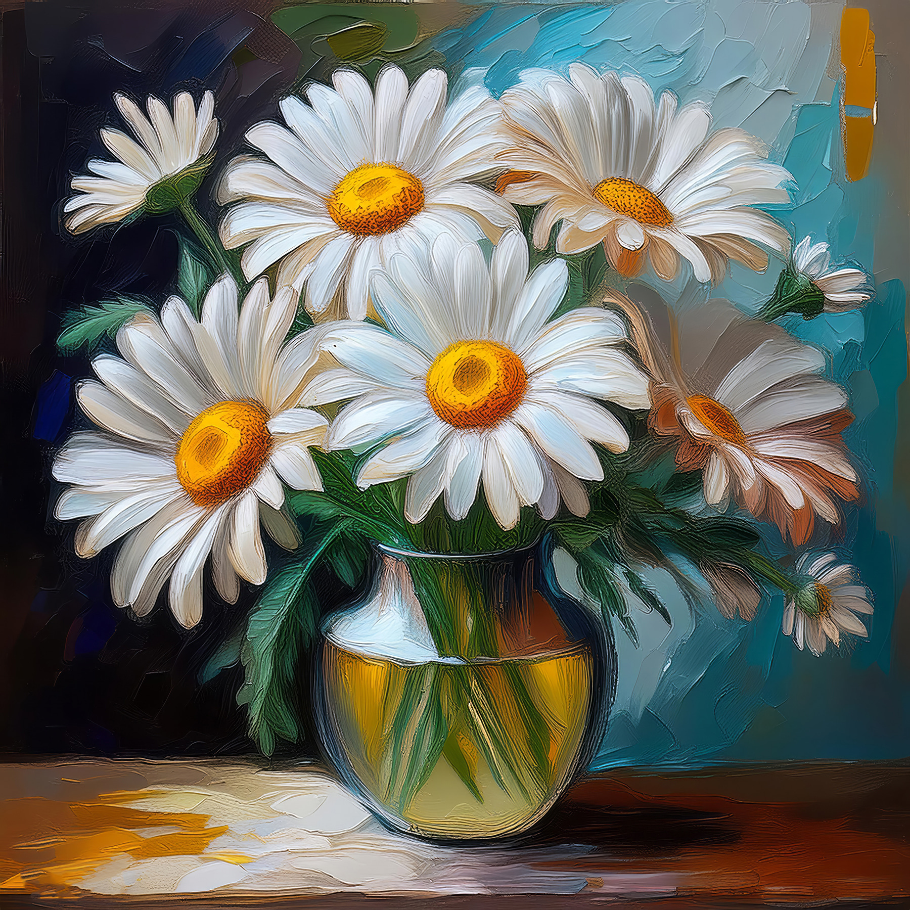 Painting of a vase of flowers Painting of a vase of flowers