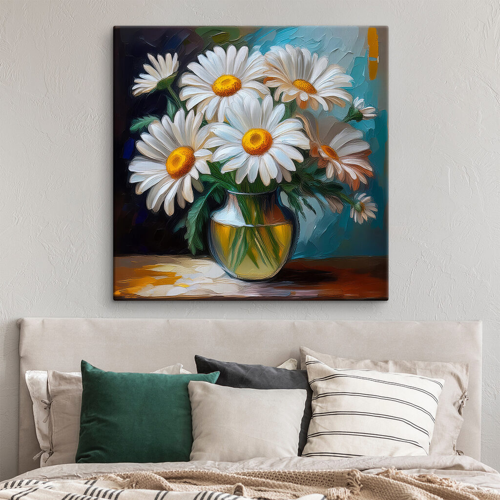Painting of a vase of flowers Painting of a vase of flowers