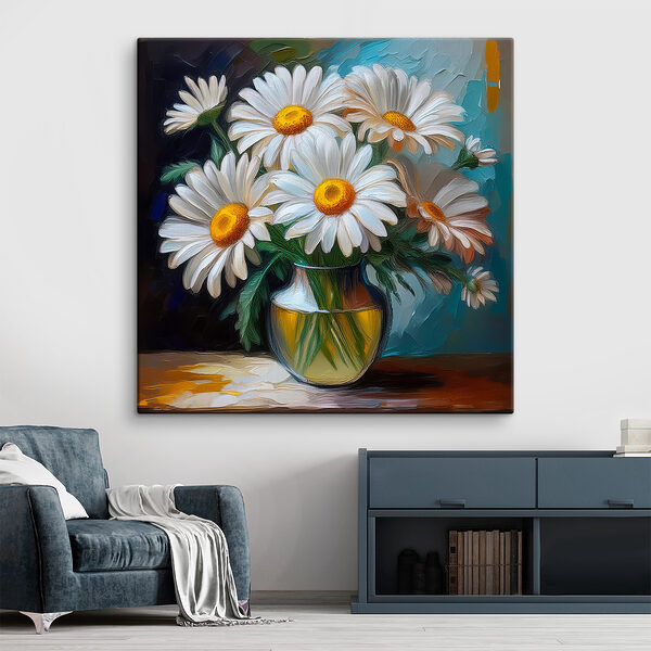 Painting of a vase of flowers Painting of a vase of flowers