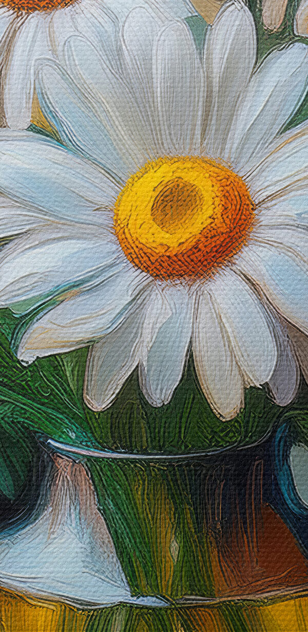 Painting of a vase of flowers Painting of a vase of flowers