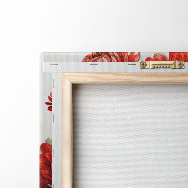 Painting of red flowers in a vase