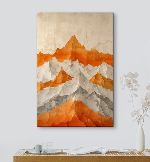 Cuadros Cuadros Cuadro de montañas en tonos naranja y blanco (SKU: s39629)