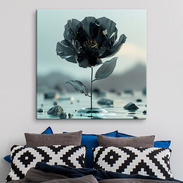 Black flower in water