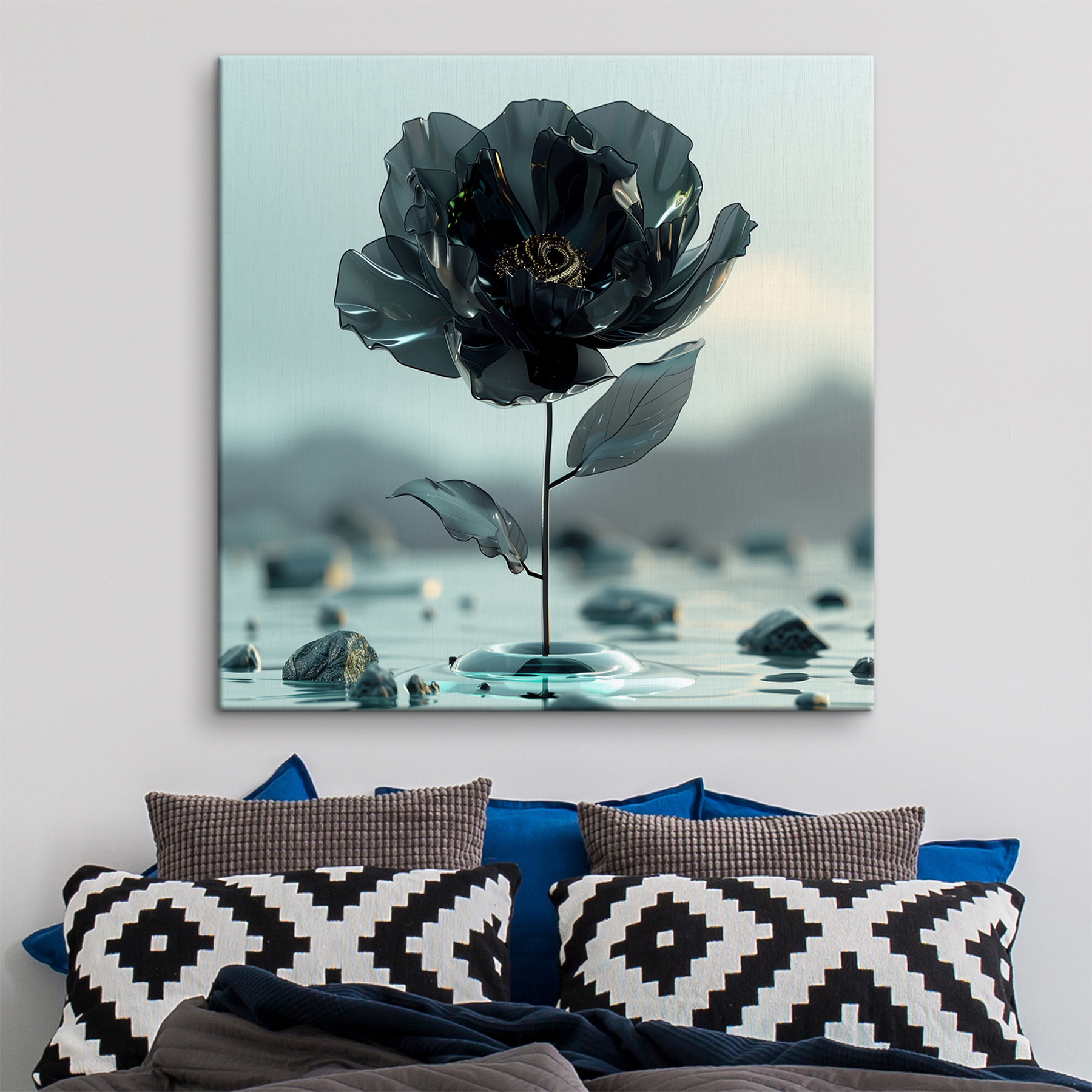 Black flower in water