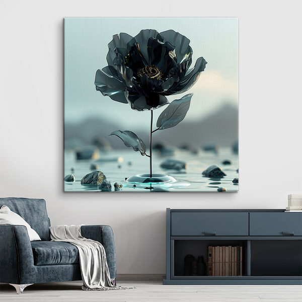 Black flower in water