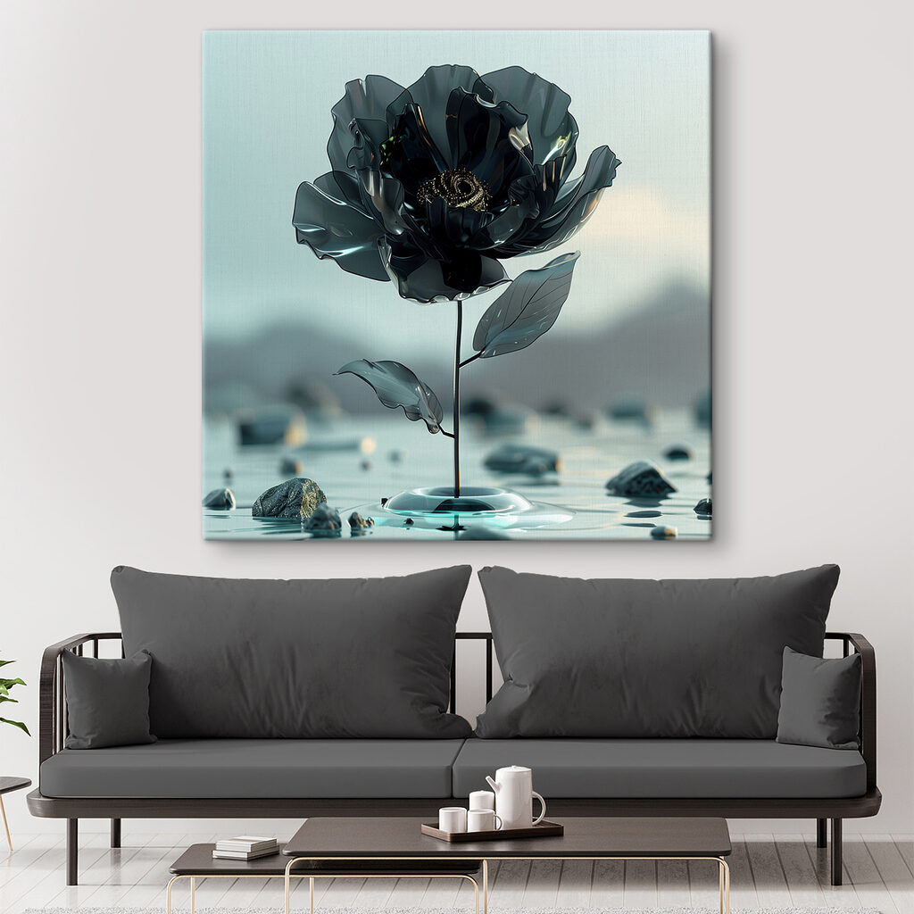 Black flower in water