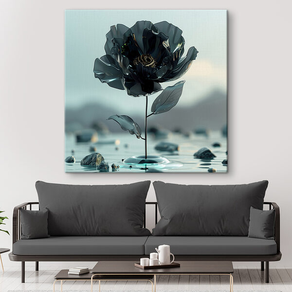 Black flower in water