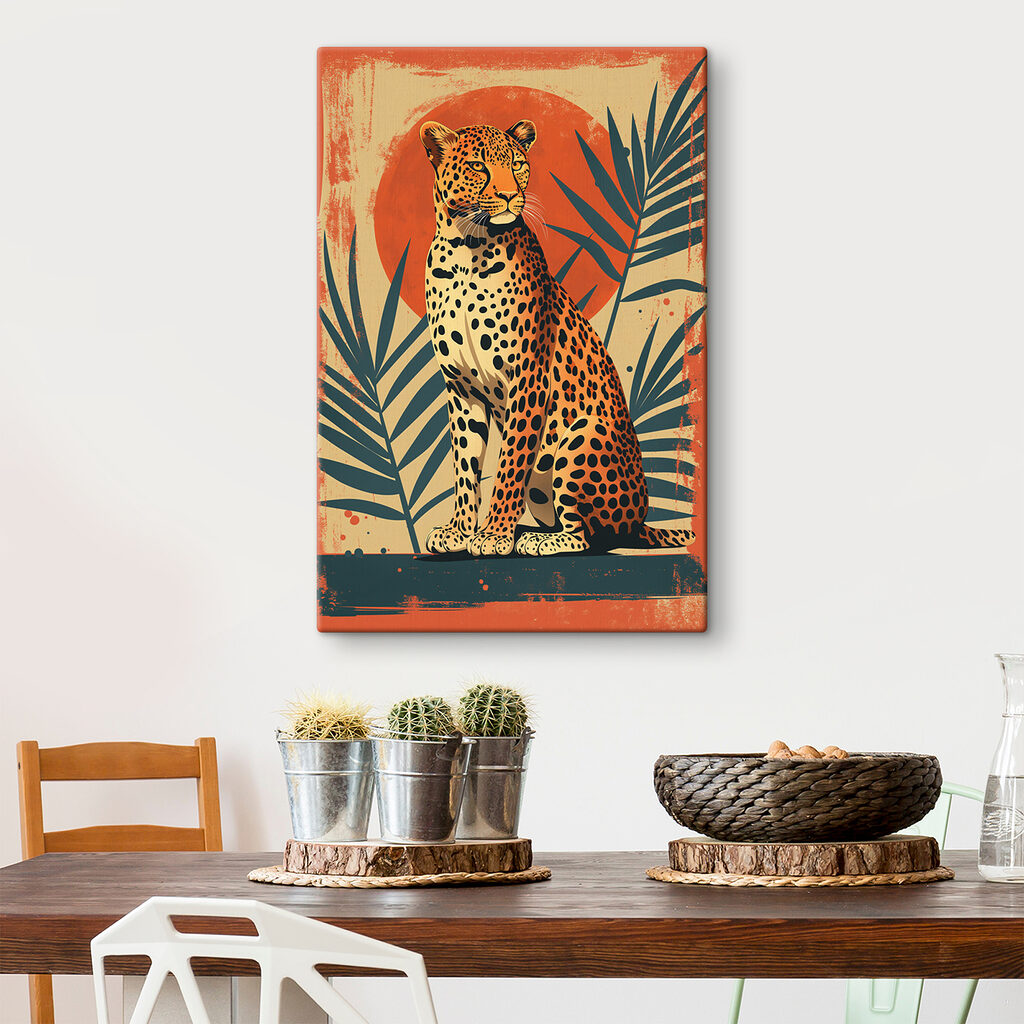 Cheetah sitting in front of a sun Cheetah sitting in front of a sun