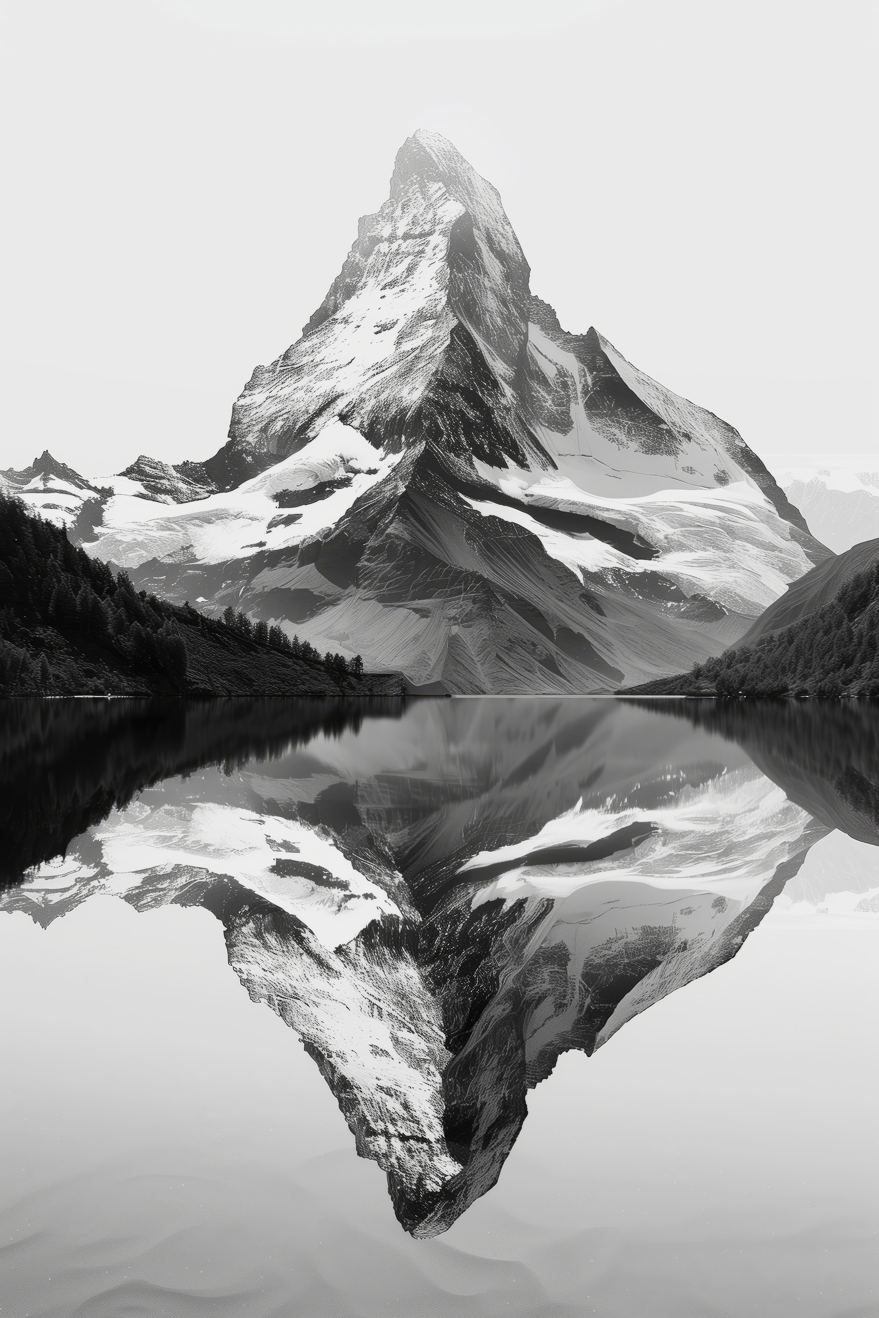 Mountain with a lake and trees Mountain with a lake and trees