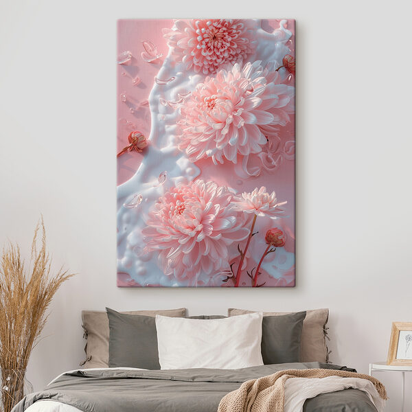 Cuadros Ramo de flores rosas sobre un fondo rosa (SKU: s39640) Cuadros Cuadros Ramo de flores rosas sobre un fondo rosa (SKU: s39640)