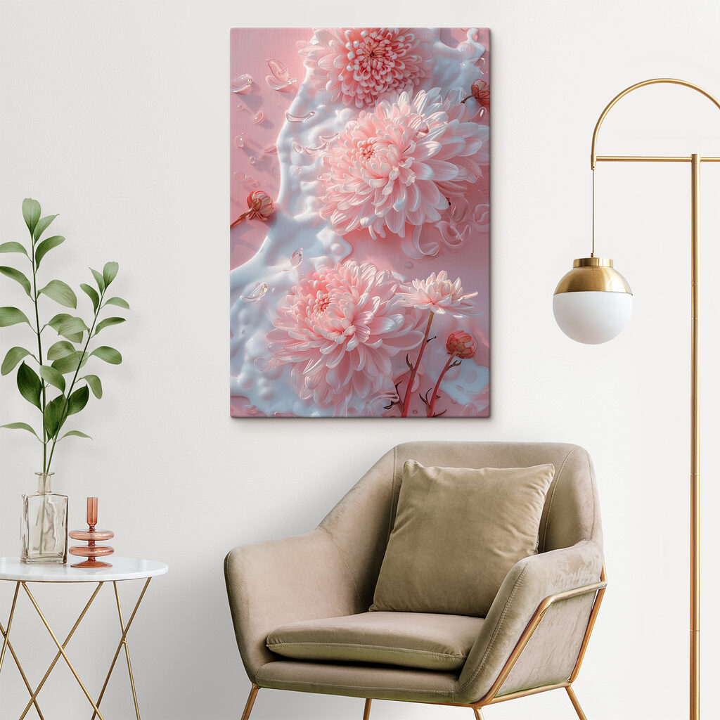 Group of pink flowers on a pink surface