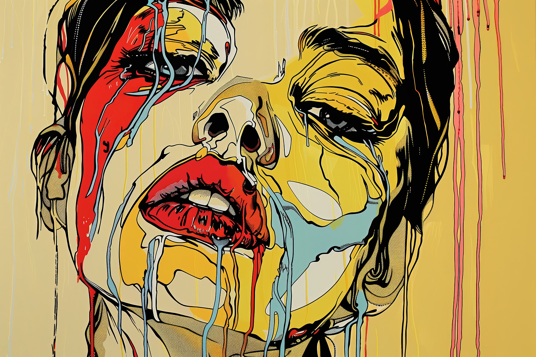 Painting of a woman crying