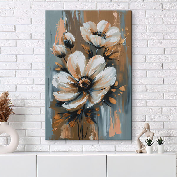 Painting of flowers on a grey background Painting of flowers on a grey background