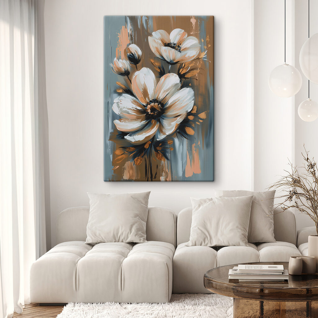 Painting of flowers on a grey background Painting of flowers on a grey background