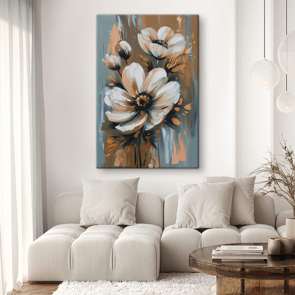 Painting of flowers on a grey background Painting of flowers on a grey background