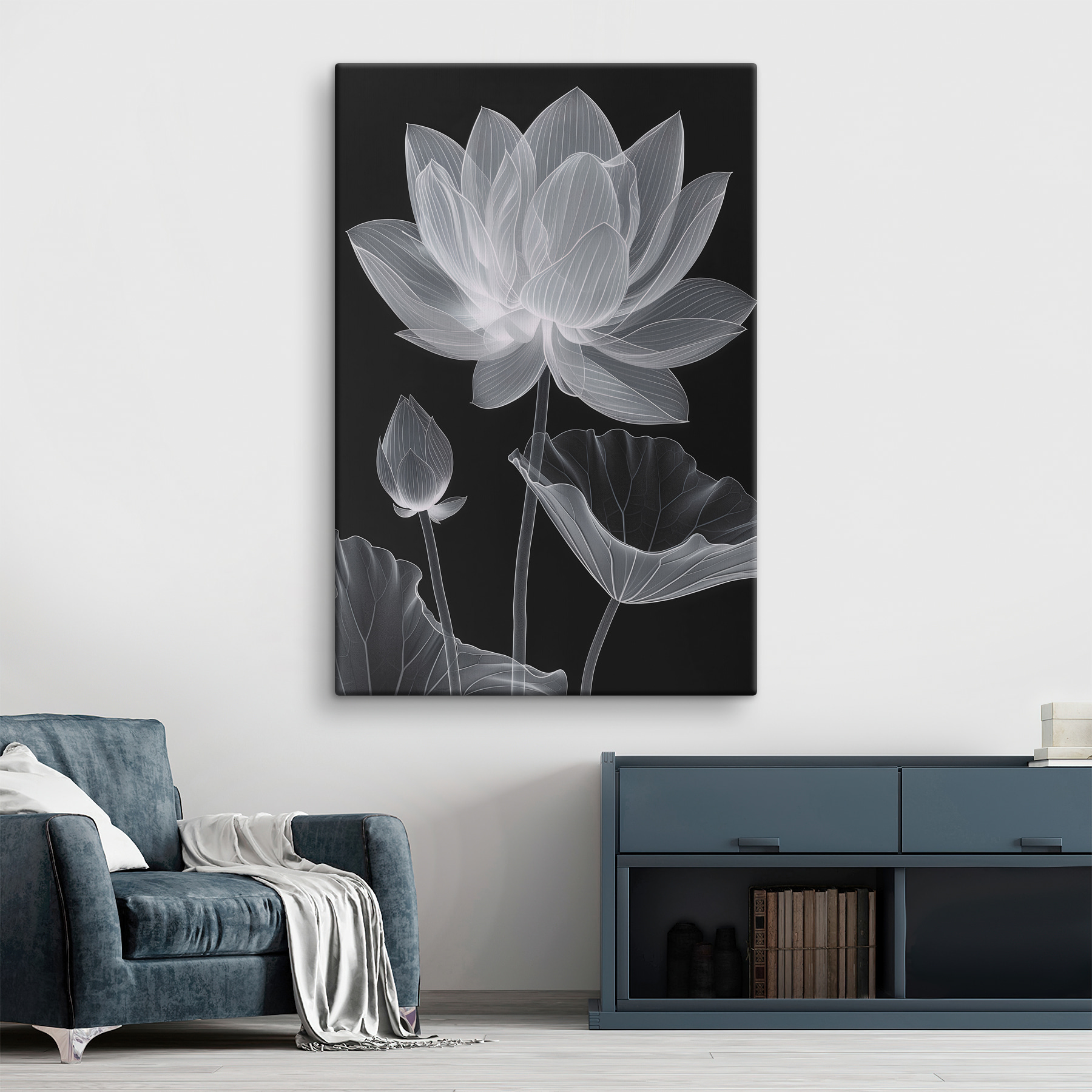 Flower with leaves and a flower bud Flower with leaves and a flower bud