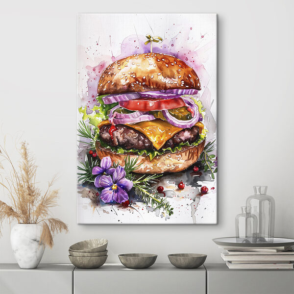 Cuadros Acuarela de una hamburguesa (SKU: s39698) Cuadros Cuadros Acuarela de una hamburguesa (SKU: s39698)