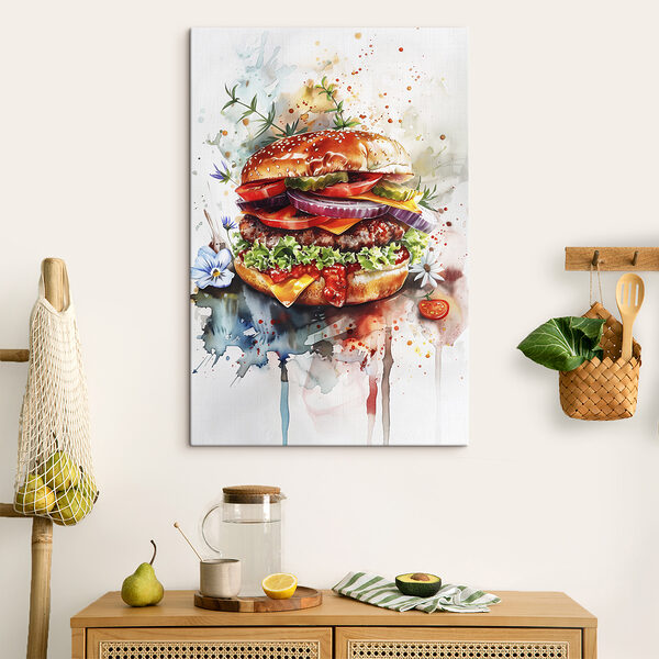 Cuadros Acuarela de una hamburguesa (SKU: s39699) Cuadros Cuadros Acuarela de una hamburguesa (SKU: s39699)
