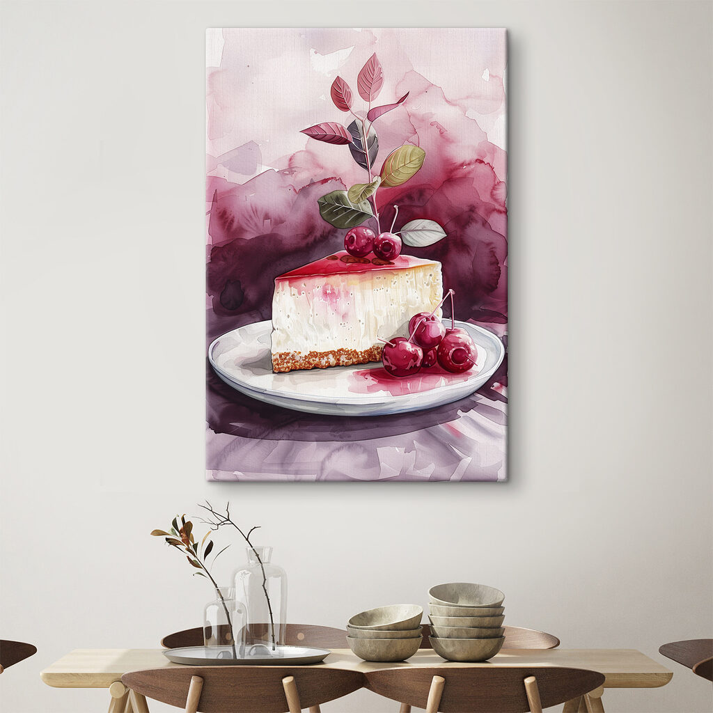 Piece of cheesecake with cherries on top Piece of cheesecake with cherries on top