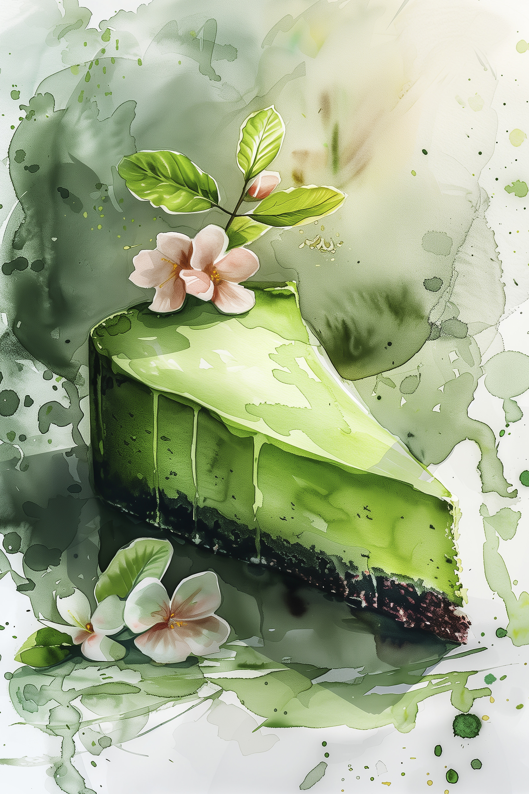 Piece of cake with flowers on top Piece of cake with flowers on top